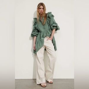 & Other Stories Sage Green eyelet dress